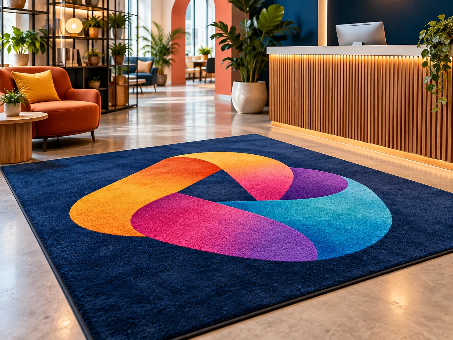 Alfombra con logo colorido